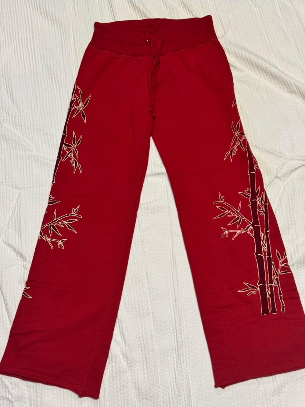 LUCKY BRAND Bamboo Print Wide Leg Sweatpants - Red - Women’s XS - Vintage Y2K